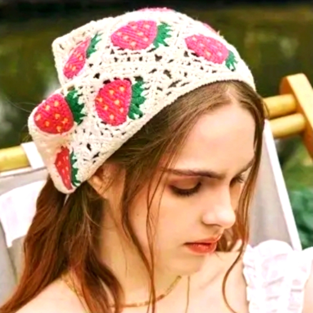 Sunday State Strawberry Crochet Bandana